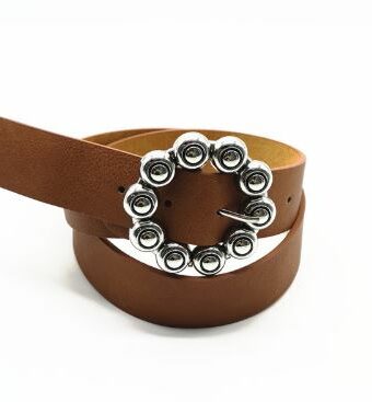 Ceinture Fleur Camel & Noir